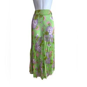 Vintage 1970s floral accordion pleated wide leg pants size 13